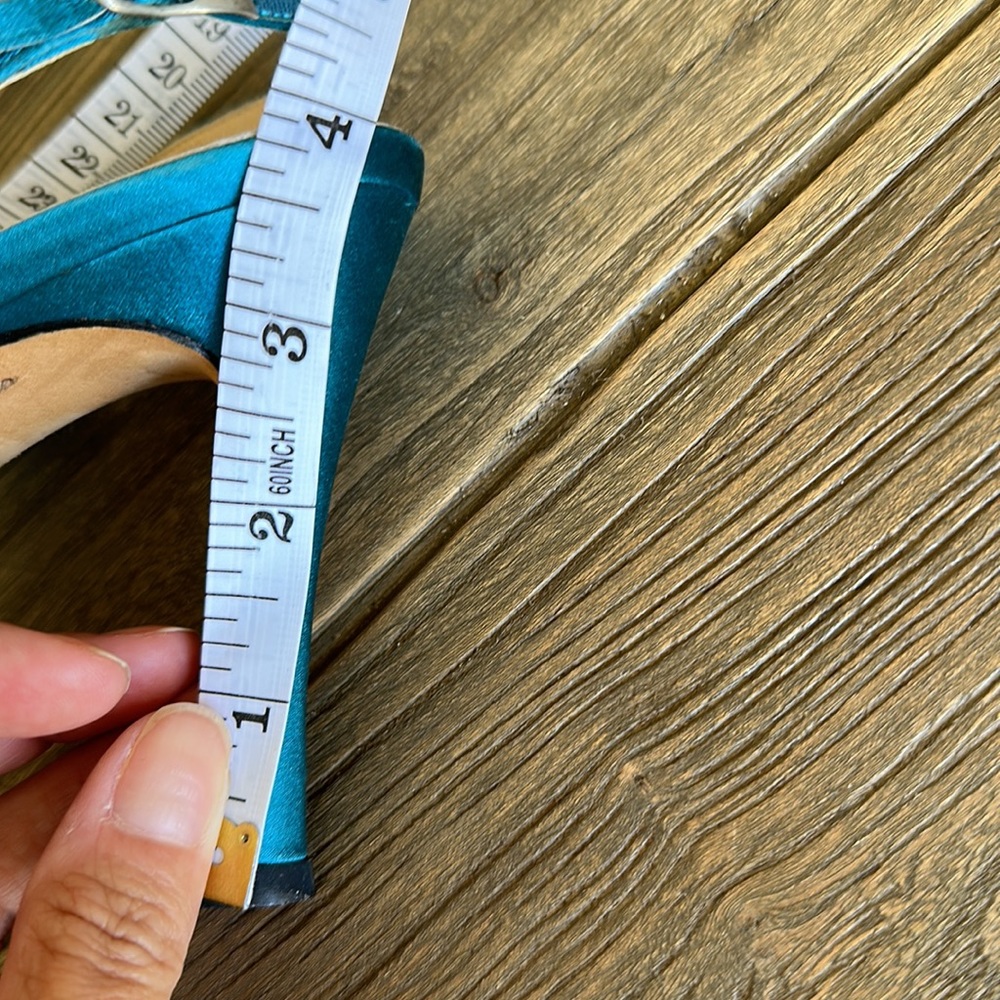 Rickard Shah turquoise slingback bow sandals - Picture 3 of 6